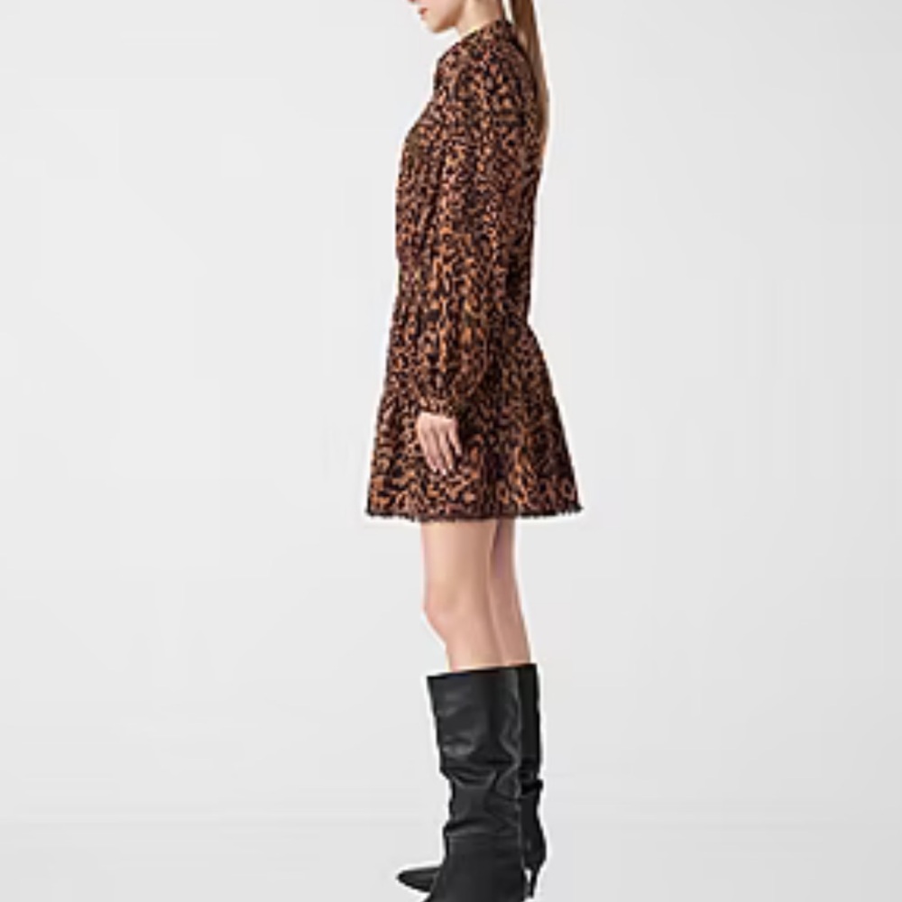 Rebecca Minkoff Brown Leopard Long Sleeve Mini Dress NWOT - Picture 4 of 9